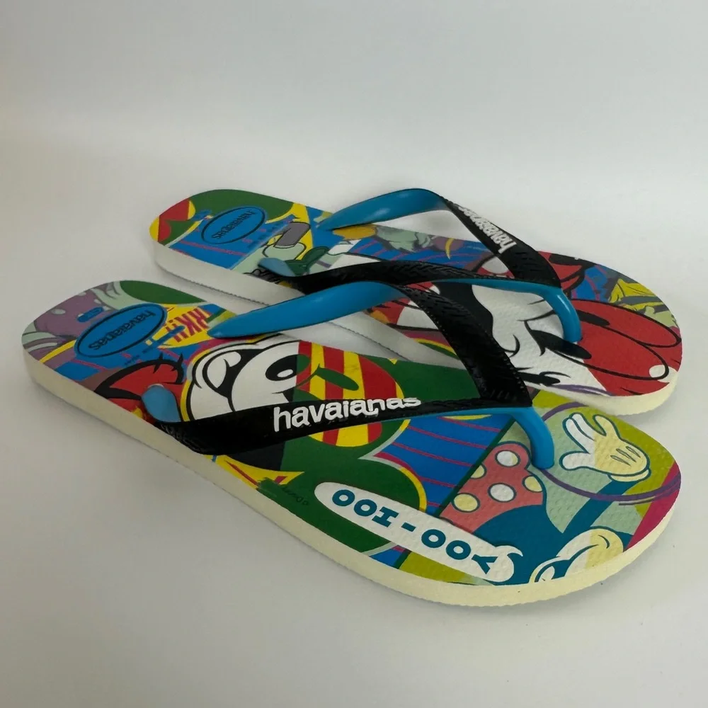 Disney Parks Havainas Sz 41-42 Men’s 9/10, Women’s 11/12 Mickey Colorful Sandals
